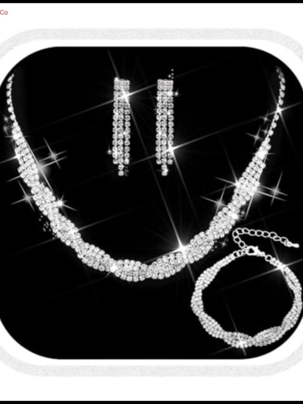 Rhinestone Wedding Jewelry Set Necklace Earrings Bracelet Prom Bridal
